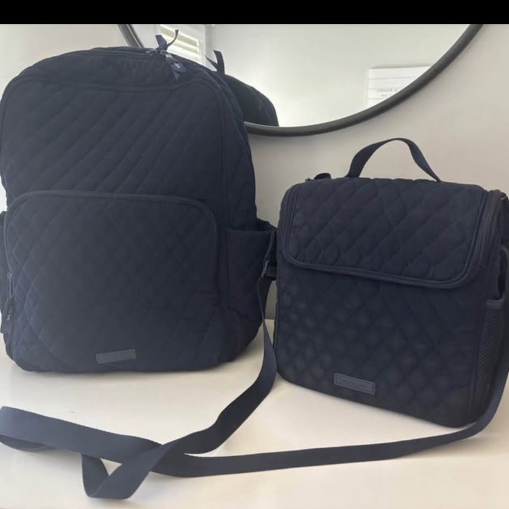 Vera Bradley Navy Quilted Backpack & Lunchbox